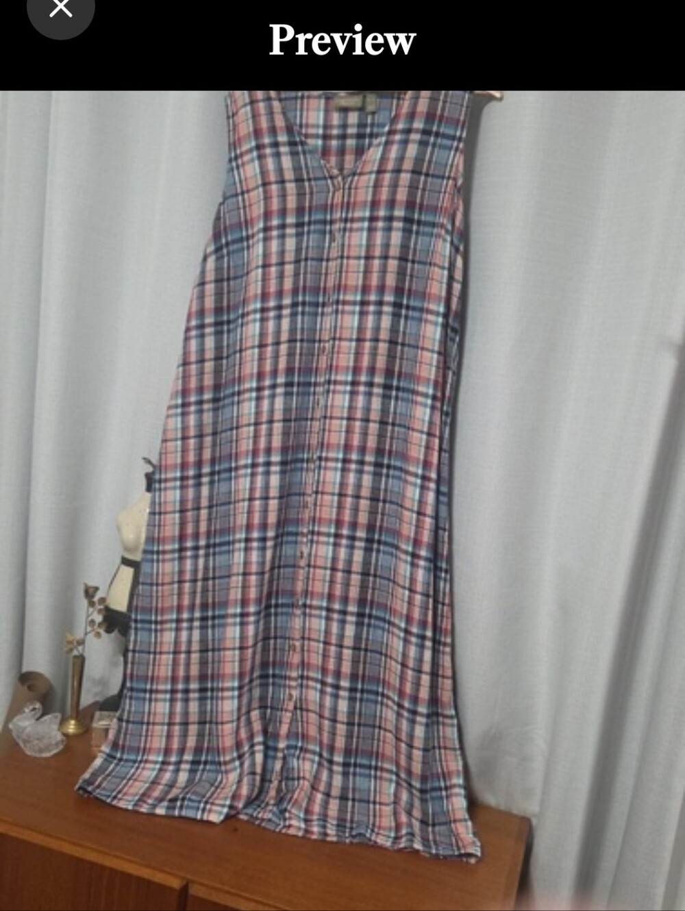 Naturals D&co. Sleeveless Plaid Maxi  Dress in Blue and Pink